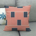 Detailed macro view of the linen texture and American flag stars pattern on the cushion cover - 45x45cm / American Vintage Industrial Style (7)