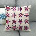 Detailed texture of linen star pillow cover with red and blue stripes on gray sofa - 45x45cm / Red And Blue Interleaved Stripes Stars (10)