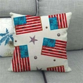 Detailed view of linen texture and American flag print on a vintage patriotic pillow cover - 45x45cm / Vintage Patriotic Stars And Stripes (11)