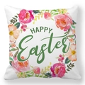 Square Easter pillowcase featuring a watercolor floral wreath and Happy Easter text - 18x18 Inch / Floral Wreath Happy Easter (20)