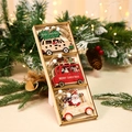 Set of 3 vintage wooden Christmas car ornaments with Merry Christmas text in a gift box - Car Style / 9 Pieces Set