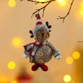 Addobbo natalizio a forma di renna in peluche con sciarpa a righe su un ramo - Cervo