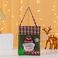 Weihnachts-Geschenktüte aus Filz mit 3D-Schneemann, rotem Karo und festlicher Kordel - Schneemann