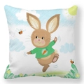 Easter peach skin pillowcase with cute cartoon rabbit and carrot graphics on white backdrop - 18x18 Inch / Pattern 28 (Cartoon Bunny in Green Clothes)