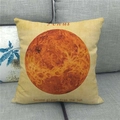 Close-up of linen pillow cover featuring a Venus planet design on a grey sofa - Venus Pattern (2)