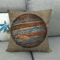 Linen square pillow cover featuring Jupiter design on a light gray fabric sofa - Jupiter Pattern (3)