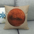 Detail of linen cushion cover with Mars planet print and scientific text on a sofa - Mars Pattern (4)