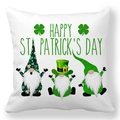 Federa per cuscino San Patrizio con tre gnomi verdi e testo festivo in pelle di pesca - Testo Felice Giorno di San Patrizio (Style-33)