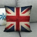 Vintage Union Jack linen cushion cover with distressed British flag on a grey fabric sofa - Vintage UK Flag Style(2)