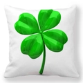 Federa bianca con un vibrante quadrifoglio 3D verde per la festa di San Patrizio - Trifoglio Verde 3D (Style-39)