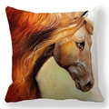 Housse de coussin en peau de pêche avec peinture à l'huile aquarelle de tête de cheval - Motif de Portrait de Tête de Cheval Dynamique Fluide (33)