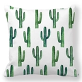 Détail du motif cactus aquarelle sur une taie d'oreiller carrée en peau de pêche douce - Style 1 (1)