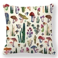 Texture détaillée de la housse de coussin en peau de pêche avec cactus et champignons - Style 3 (3)