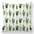 Détail de taie d'oreiller en peau de pêche avec motifs aquarelle de cactus succulents - Style 4 (4)