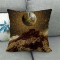 Cosmic galaxy linen pillow cover with earth and stars on a gray fabric sofa - 45cmx45cm / Earth and Starlight (8)
