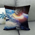 Linen pillowcase with sci-fi meteorite impact design on a gray sofa for home decor - 45cmx45cm / Meteorite Impact Landscape (11)