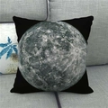 Macro detail of high-definition moon print on square black linen decorative pillowcase - 45cmx45cm / High-Definition Moon Surface (13)