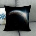 Detailed fabric texture of linen pillow case showing realistic planetary space design - 45cmx45cm / Realistic Planet Landscape (16)