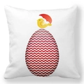 Pasen kussensloop met gele vogel op een rood-wit golvend ei print voor woonkamer - 45cmx45cm / Vogel Paraplu Golf Ei Stijl (36)