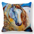 Housse de coussin artistique avec peinture de cheval aquarelle aux tons bleus et jaunes - Motif Artistique Tête de Cheval Épissé Multicolore (35)
