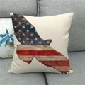 Linen pillowcase with vintage American flag eagle silhouette on a modern grey sofa - Eagle Silhouette US Flag (1)
