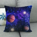 Detailed close-up of cosmic space planet print on premium linen throw pillow case - 18x18 Inch / Deep Blue Tension Galaxy Style (9)