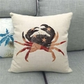 Detailed texture of linen throw pillow cover with artistic crab and star print - Crab US Flag (3)