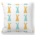 Easter peach skin pillowcase with yellow and mint green cartoon bunny patterns - 45x45cm / Yellow Green Silhouette Bunny (31)