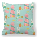 Easter rabbit peach skin pillowcase with cute cartoon bunny and castle print in light blue - 45x45cm / Light Blue Illustration Bunny (35)