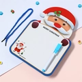 Pizarra blanca de doble cara con forma de Papá Noel, cordón azul y rotulador borrable - Papá Noel