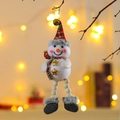 Handmade snowman ornament with red plaid hat and wooden beads on a Christmas tree - Snowman