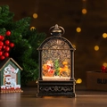 Farol de Navidad vintage de bronce con Papá Noel en trineo y brillantes luces LED mágicas - Estilo Trineo de Renos