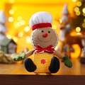 Leuchtende Weihnachts-Lebkuchenmann-Chef-Plüschfigur mit warmem LED-Licht und Weihnachtsdeko - Weißer Hut-Stil