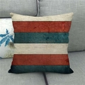 Detail of vintage linen pillowcase featuring red and blue stripes with crackle texture - 18x18 Inch / Red Blue Beige Stripes (12)