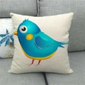 Détail de la texture d'une housse de coussin en lin avec imprimé oiseau bleu mignon - Style Oiseau Bleu Lumineux Dessin Animé (8)
