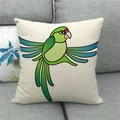 Housse de coussin en lin avec imprimé perroquet mignon sur un canapé en tissu gris - Style Motif Perroquet Dessin Animé (13)