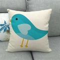 Détail du tissu en lin de la housse de coussin avec motif d'oiseau bleu mignon - Style Oiseau Bleu avec Aile en Cœur (14)