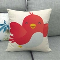 Texture détaillée de la housse de coussin en lin beige avec imprimé oiseau rouge - Style Oiseau Rouge Dessin Animé (15)