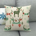 Detail of Christmas reindeer linen pillow cover on sofa with festive holiday ornaments - 45x45cm / Holiday Party Deer Silhouette (13)