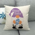 Detailed texture of linen fabric on Easter gnome pillowcase with Happy Easter text - Standard Square