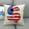 Close-up of square linen pillowcase featuring a 3D letter S with US flag pattern - Stars and Stripes Letter S (16) / 45x45cm