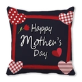 Detail of Happy Mother's Day pillowcase featuring red heart patterns on black fabric - Black Background Red Frame Heart (6) / 18x18 Inch