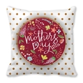 Detail of Happy Mother's Day cushion cover with gold polka dots and floral illustration - Gold Polka Dot Round Illustration (5) / 18x18 Inch