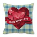 Close-up of a Mother's Day peach skin pillowcase with a red heart and ribbon design - Blue Yellow Checkered Heart (7) / 18x18 Inch