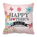 Detail of pink Mother's Day pillowcase with Happy Mother's Day text and floral art - 18x18 Inch / Pale Pink Flower Butterfly Heart Style (5)