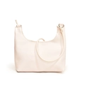Sac hobo blanc crème avec texture cuir grainé et boucles argentées élégantes - Blanc Cassé