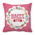 Detail of Happy Mother's Day pillowcase with pink polka dots and floral patterns - Pink Polka Dot White Circle Frame (17) / 18x18 Inch