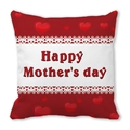 Detail of red Happy Mother's Day pillowcase with white lace border and heart patterns - Red Heart Background Lace (15) / 18x18 Inch