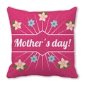 Detail of pink Mother's Day pillowcase with white text and floral illustrations - Rose Red Polka Dot Flat Floral (18) / 18x18 Inch