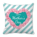 Mint green striped Mother's Day pillowcase with pink flower heart and Happy Mother's Day text - Striped Petal Heart Style (2)